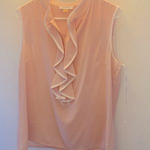 Calvin Klein Blush Sleeveless Ruffle Blouse